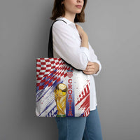 Croatia Football WC2026 White Tote Bag Hrvatska Grunge Checkerboard - Wonder Print Shop