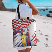 Croatia Football WC2026 White Tote Bag Hrvatska Grunge Checkerboard - Wonder Print Shop