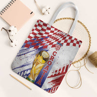 Croatia Football WC2026 White Tote Bag Hrvatska Grunge Checkerboard - Wonder Print Shop