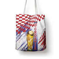 Croatia Football WC2026 White Tote Bag Hrvatska Grunge Checkerboard - Wonder Print Shop