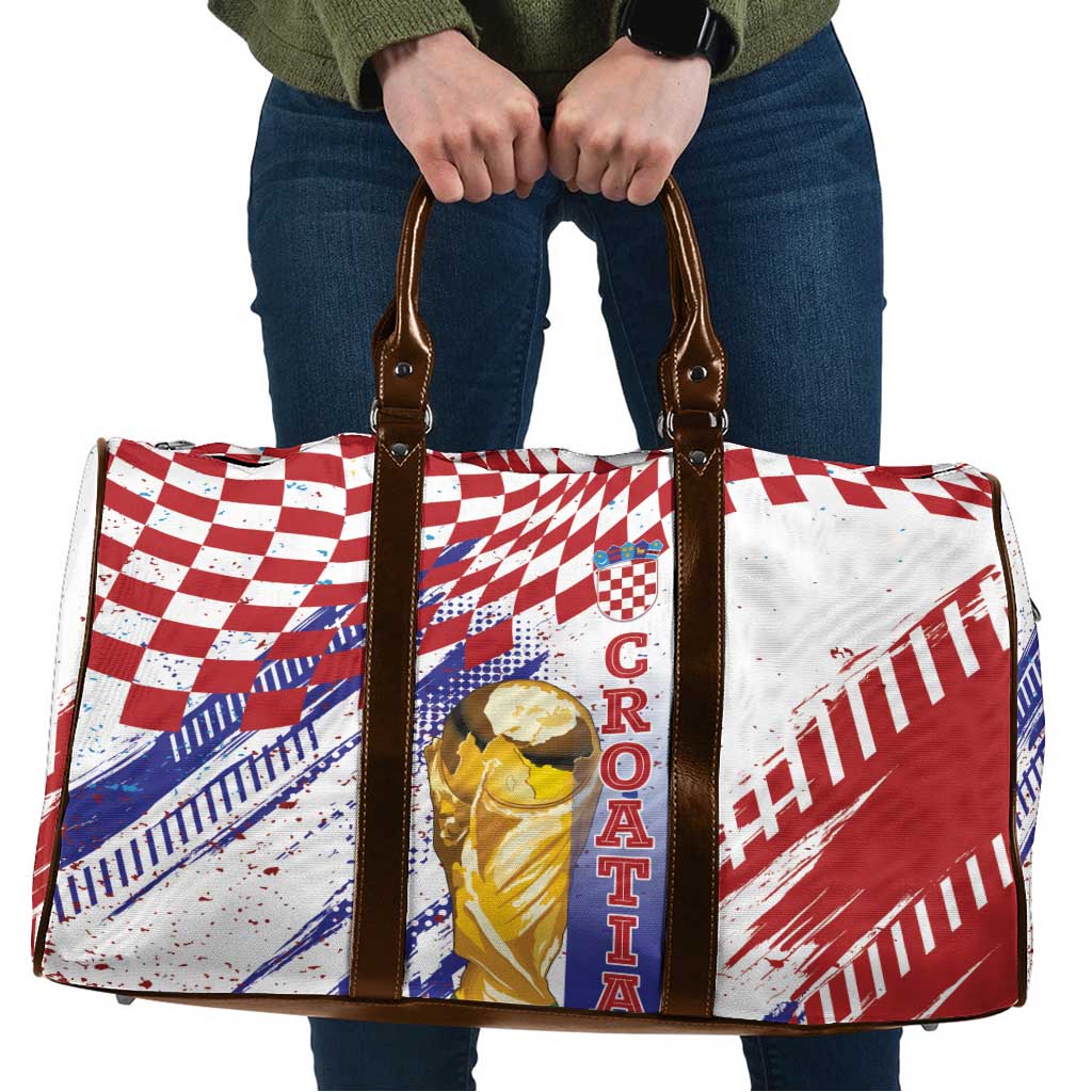 Croatia Football WC2026 White Travel Bag Hrvatska Grunge Checkerboard - Wonder Print Shop