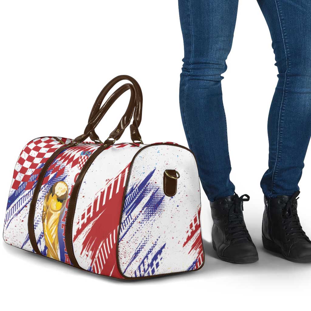 Croatia Football WC2026 White Travel Bag Hrvatska Grunge Checkerboard - Wonder Print Shop
