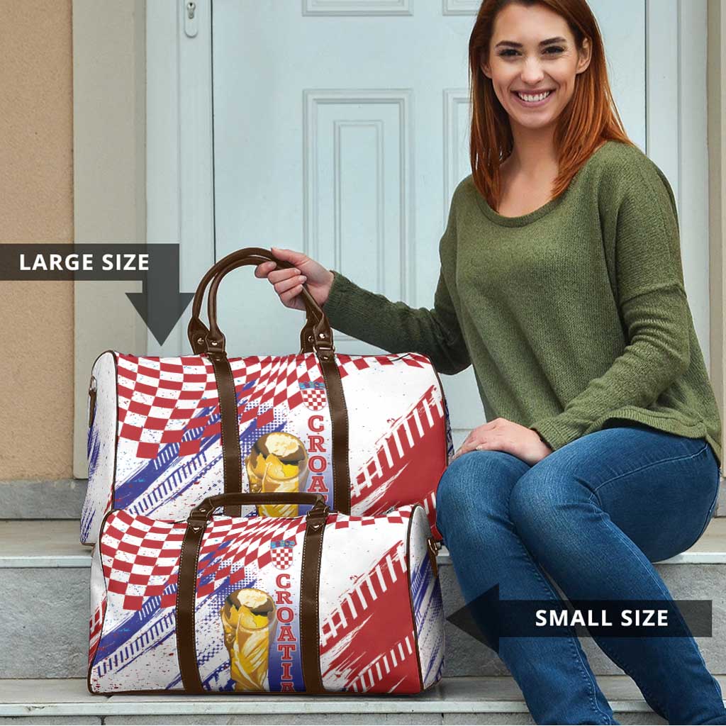 Croatia Football WC2026 White Travel Bag Hrvatska Grunge Checkerboard - Wonder Print Shop