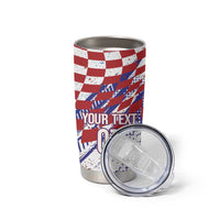 Croatia Football Custom WC2026 White Tumbler Cup Hrvatska Grunge Checkerboard - Wonder Print Shop