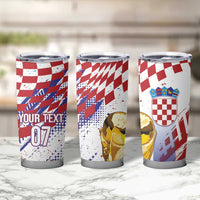 Croatia Football Custom WC2026 White Tumbler Cup Hrvatska Grunge Checkerboard - Wonder Print Shop