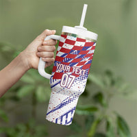 Croatia Football Custom WC2026 White Tumbler With Handle Hrvatska Grunge Checkerboard - Wonder Print Shop