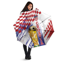 Croatia Football WC2026 White Umbrella Hrvatska Grunge Checkerboard - Wonder Print Shop