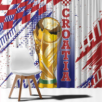 Croatia Football WC2026 White Window Curtain Hrvatska Grunge Checkerboard - Wonder Print Shop