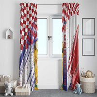 Croatia Football WC2026 White Window Curtain Hrvatska Grunge Checkerboard - Wonder Print Shop