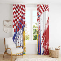 Croatia Football WC2026 White Window Curtain Hrvatska Grunge Checkerboard - Wonder Print Shop