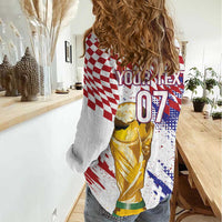 Croatia Football Custom WC2026 White Women Casual Shirt Hrvatska Grunge Checkerboard - Wonder Print Shop