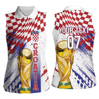 Croatia Football Custom WC2026 White Women Sleeveless Polo Shirt Hrvatska Grunge Checkerboard - Wonder Print Shop