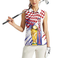 Croatia Football Custom WC2026 White Women Sleeveless Polo Shirt Hrvatska Grunge Checkerboard - Wonder Print Shop