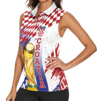 Croatia Football Custom WC2026 White Women Sleeveless Polo Shirt Hrvatska Grunge Checkerboard - Wonder Print Shop