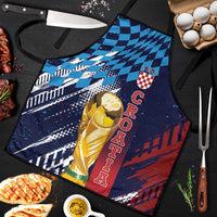 Croatia Football WC2026 Blue Apron Hrvatska Grunge Checkerboard - Wonder Print Shop