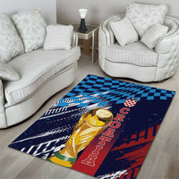 Croatia Football WC2026 Blue Area Rug Hrvatska Grunge Checkerboard - Wonder Print Shop