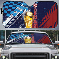 Croatia Football WC2026 Blue Auto Sun Shade Hrvatska Grunge Checkerboard - Wonder Print Shop