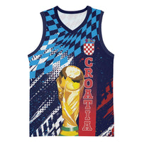 Croatia Football Custom WC2026 Blue Basketball Jersey Hrvatska Grunge Checkerboard - Wonder Print Shop
