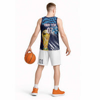 Croatia Football Custom WC2026 Blue Basketball Jersey Hrvatska Grunge Checkerboard - Wonder Print Shop