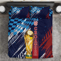 Croatia Football WC2026 Blue Bedding Set Hrvatska Grunge Checkerboard - Wonder Print Shop