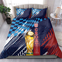 Croatia Football WC2026 Blue Bedding Set Hrvatska Grunge Checkerboard - Wonder Print Shop
