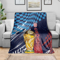 Croatia Football WC2026 Blue Blanket Hrvatska Grunge Checkerboard - Wonder Print Shop