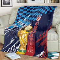Croatia Football WC2026 Blue Blanket Hrvatska Grunge Checkerboard - Wonder Print Shop
