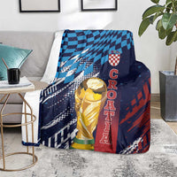 Croatia Football WC2026 Blue Blanket Hrvatska Grunge Checkerboard - Wonder Print Shop