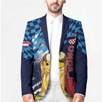Croatia Football Custom WC2026 Blue Blazer Hrvatska Grunge Checkerboard - Wonder Print Shop