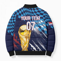 Croatia Football Custom WC2026 Blue Bomber Puffer Jacket Hrvatska Grunge Checkerboard - Wonder Print Shop