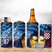 Croatia Football Custom WC2026 Blue 4 in 1 Can Cooler Tumbler Hrvatska Grunge Checkerboard - Wonder Print Shop