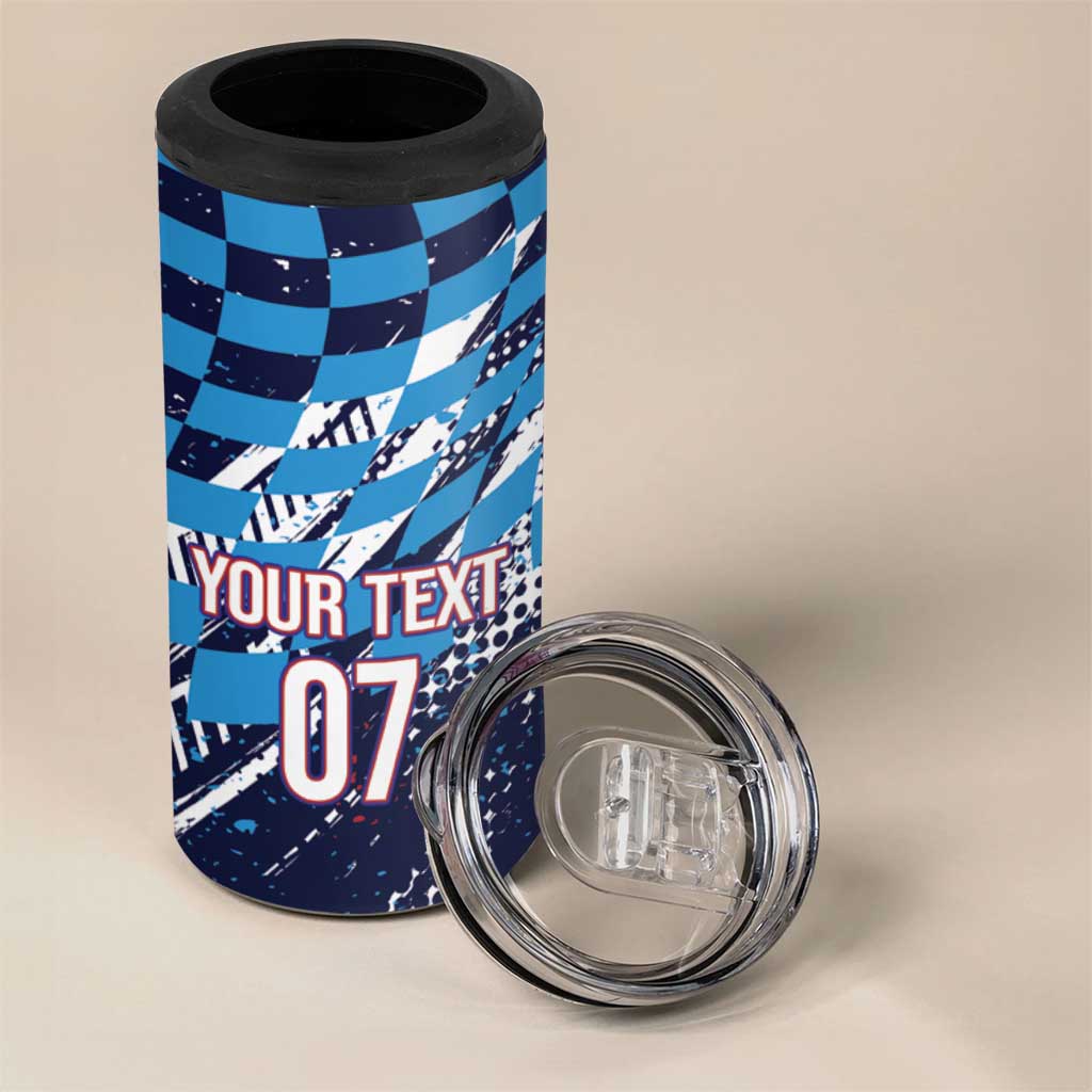 Croatia Football Custom WC2026 Blue 4 in 1 Can Cooler Tumbler Hrvatska Grunge Checkerboard - Wonder Print Shop
