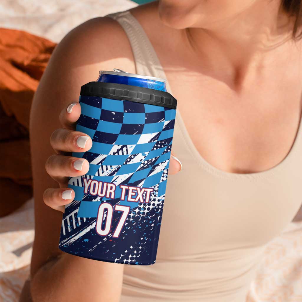 Croatia Football Custom WC2026 Blue 4 in 1 Can Cooler Tumbler Hrvatska Grunge Checkerboard - Wonder Print Shop