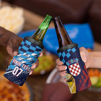 Croatia Football Custom WC2026 Blue 4 in 1 Can Cooler Tumbler Hrvatska Grunge Checkerboard - Wonder Print Shop