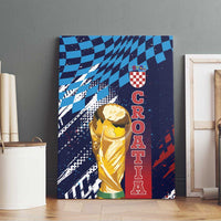 Croatia Football WC2026 Blue Canvas Wall Art Hrvatska Grunge Checkerboard - Wonder Print Shop