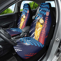 Croatia Football WC2026 Blue Car Seat Cover Hrvatska Grunge Checkerboard - Wonder Print Shop