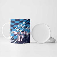 Croatia Football Custom WC2026 Blue Ceramic Mug Hrvatska Grunge Checkerboard - Wonder Print Shop