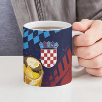 Croatia Football Custom WC2026 Blue Ceramic Mug Hrvatska Grunge Checkerboard - Wonder Print Shop