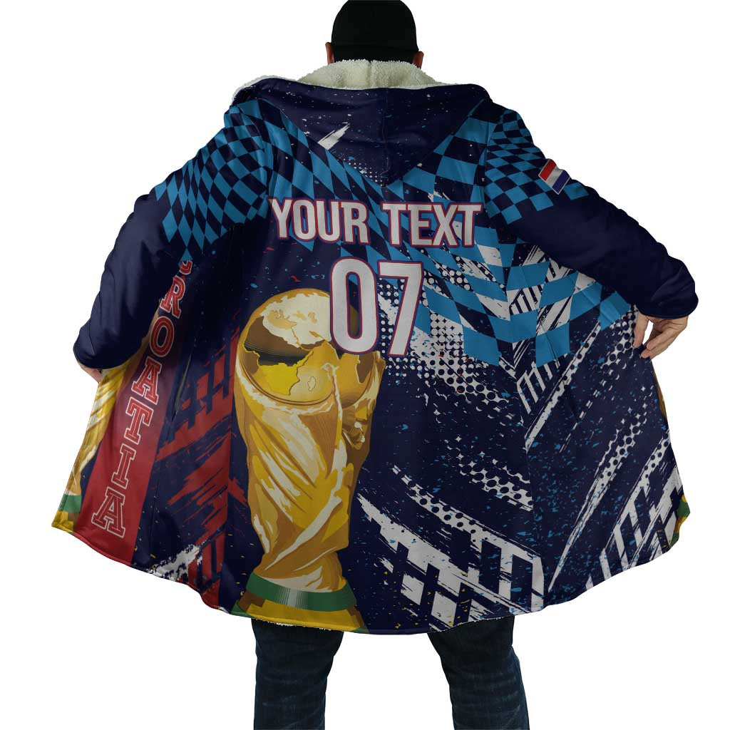 Croatia Football Custom WC2026 Blue Cloak Hrvatska Grunge Checkerboard - Wonder Print Shop