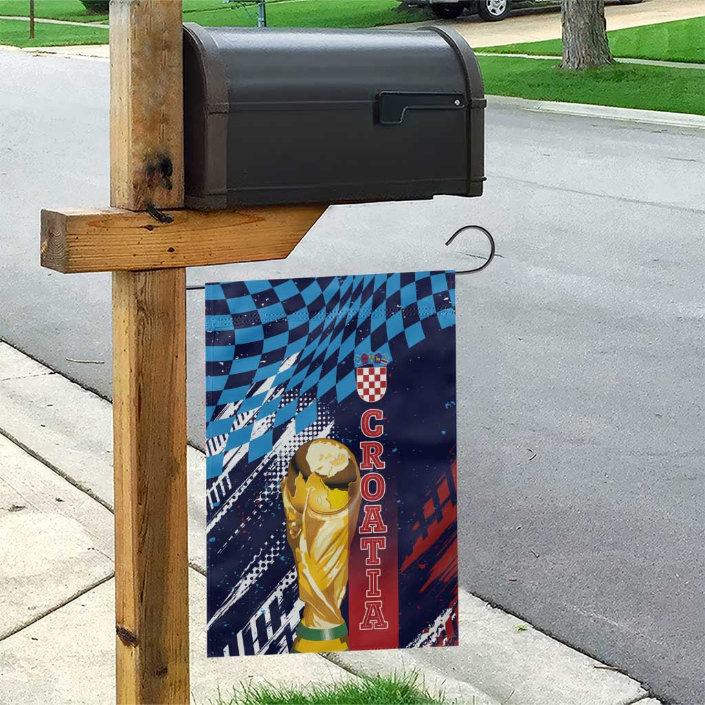 Croatia Football WC2026 Blue Garden Flag Hrvatska Grunge Checkerboard - Wonder Print Shop