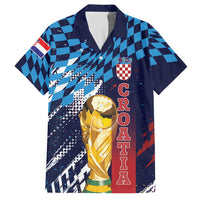 Croatia Football Custom WC2026 Blue Hawaiian Shirt Hrvatska Grunge Checkerboard - Wonder Print Shop