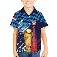 Croatia Football Custom WC2026 Blue Hawaiian Shirt Hrvatska Grunge Checkerboard - Wonder Print Shop