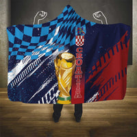 Croatia Football WC2026 Blue Hooded Blanket Hrvatska Grunge Checkerboard - Wonder Print Shop