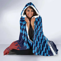 Croatia Football WC2026 Blue Hooded Blanket Hrvatska Grunge Checkerboard - Wonder Print Shop