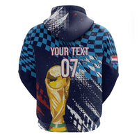 Croatia Football Custom WC2026 Blue Hoodie Hrvatska Grunge Checkerboard - Wonder Print Shop