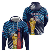 Croatia Football Custom WC2026 Blue Hoodie Hrvatska Grunge Checkerboard - Wonder Print Shop