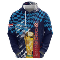 Croatia Football Custom WC2026 Blue Hoodie Hrvatska Grunge Checkerboard - Wonder Print Shop