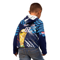 Croatia Football Custom WC2026 Blue Kid Hoodie Hrvatska Grunge Checkerboard - Wonder Print Shop