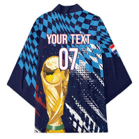 Croatia Football Custom WC2026 Blue Kimono Hrvatska Grunge Checkerboard - Wonder Print Shop
