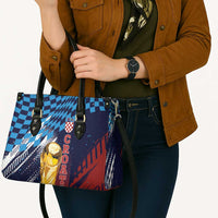 Croatia Football WC2026 Blue Leather Bag Hrvatska Grunge Checkerboard - Wonder Print Shop